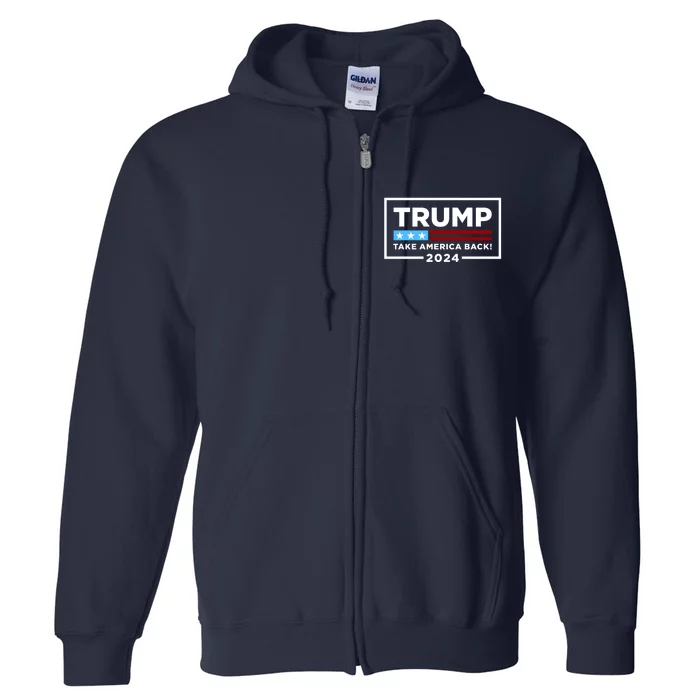 Trump 2024 Take America Back Stars & Stripes USA Vote Full Zip Hoodie