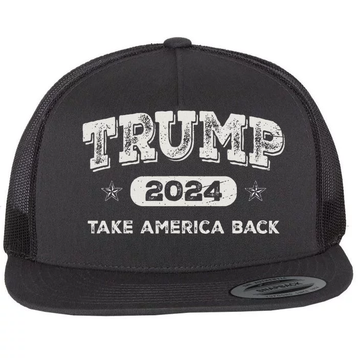 Trump 2024 Take America Back American Flag Trump 2024 Gifts Flat Bill Trucker Hat