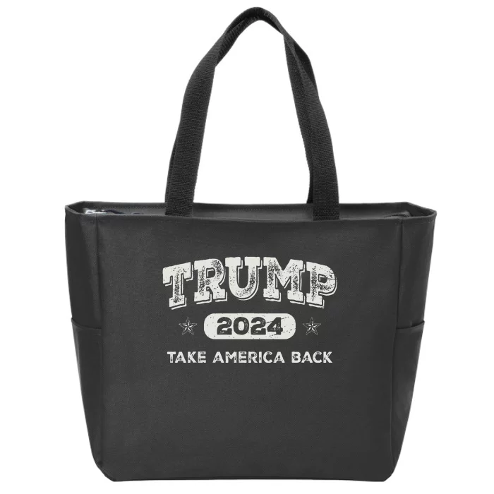 Trump 2024 Take America Back American Flag Trump 2024 Gifts Zip Tote Bag