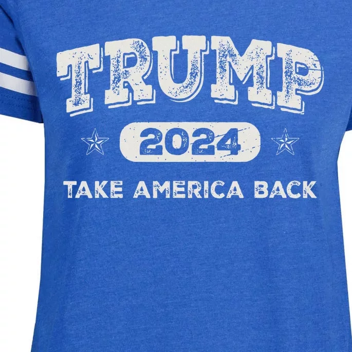 Trump 2024 Take America Back American Flag Trump 2024 Gifts Enza Ladies Jersey Football T-Shirt