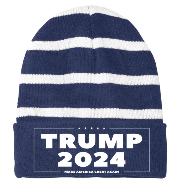 Trump 2024 Striped Beanie with Solid Band