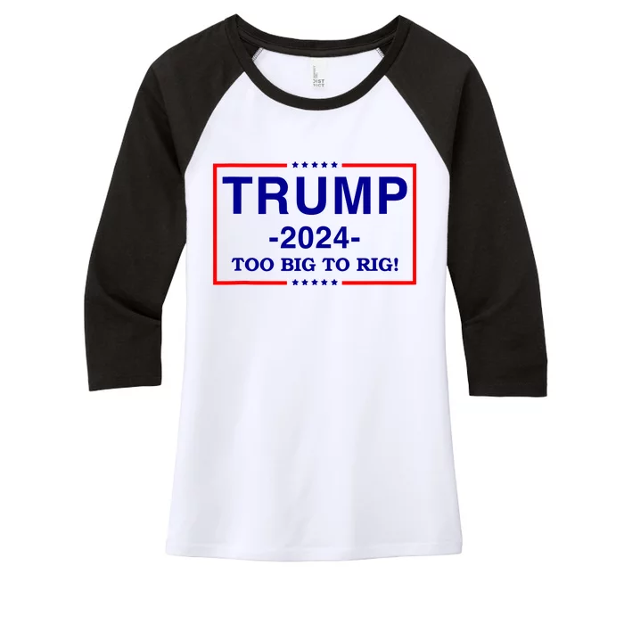 Trump 2024 Too Big To Rig Women's Tri-Blend 3/4-Sleeve Raglan Shirt