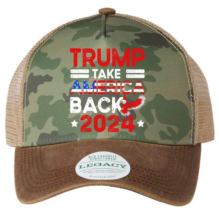 Trump 2024 Take America Back American Flag Trump 4th Of July Legacy Tie Dye Trucker Hat