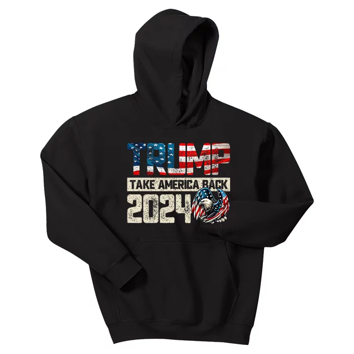 Trump 2024 Take America Back Usa Flag 4th Of July Kids Hoodie