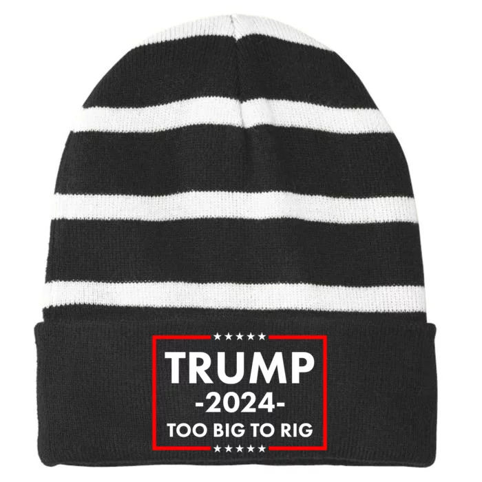 Trump 2024 Too Big To Rig Striped Beanie with Solid Band