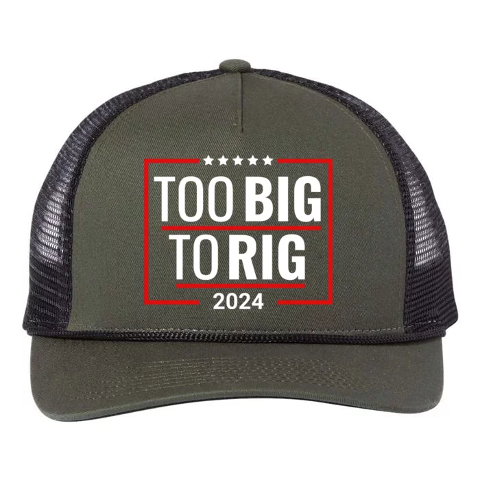 Trump 2024 Too Big To Rig Retro Rope Trucker Hat Cap