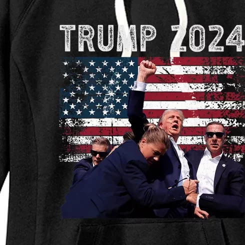 Trump 2024 Us Flag Donald Trump Election Rally Shooting 2024 Women's Fleece Hoodie