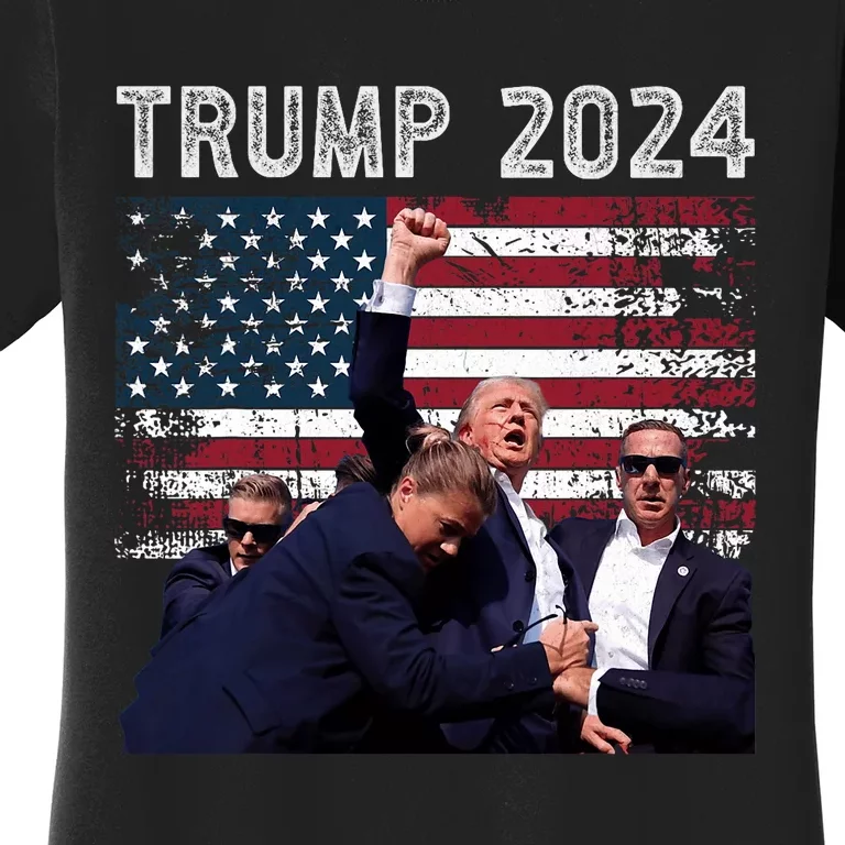 Trump 2024 Us Flag Donald Trump Election Rally Shooting 2024 Women's T-Shirt