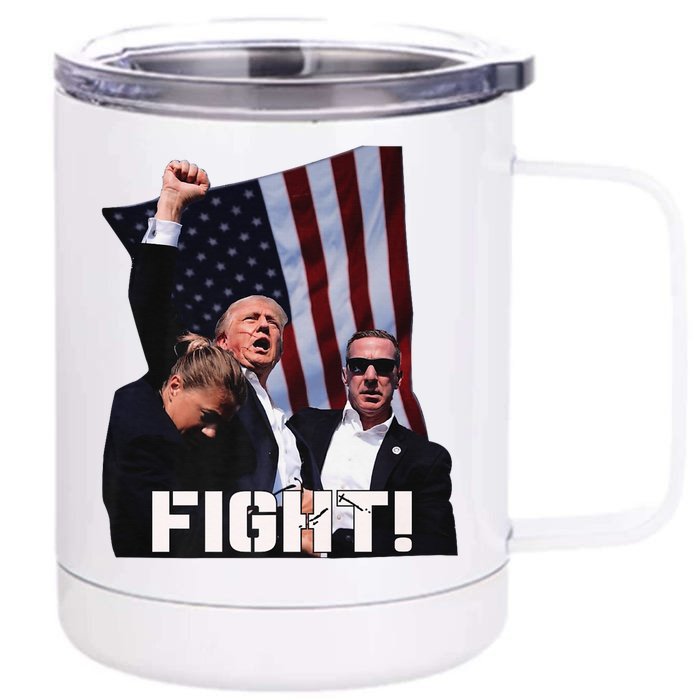 Trump 2024 Us Flag Donald Trump Election Rally Shooting 2024 Front & Back 12oz Stainless Steel Tumbler Cup