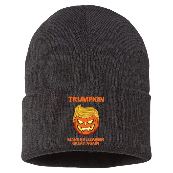 Trumpkin 2024 Usa Make Halloween Great Again Funny Sustainable Knit Beanie