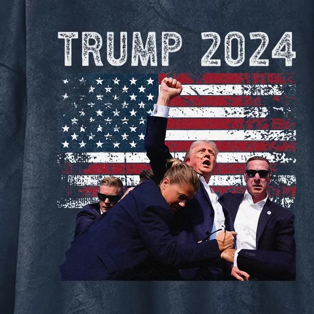 Trump 2024 Us Flag Donald Trump Election Rally Shooting 2024 Hooded Wearable Blanket