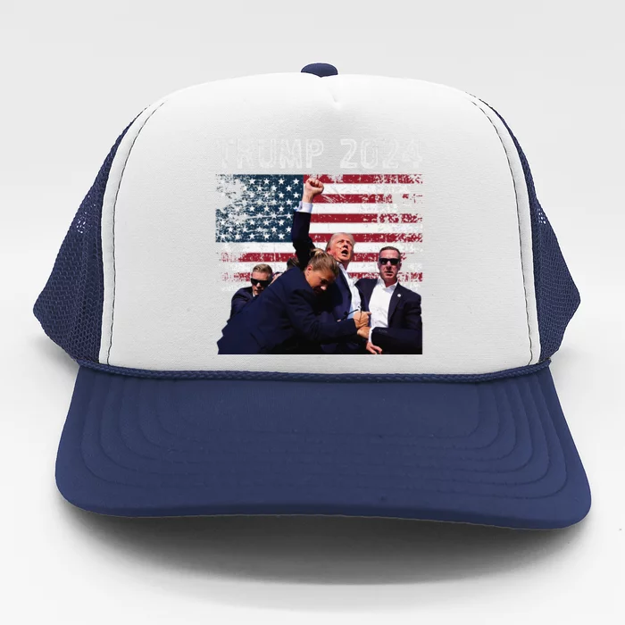 Trump 2024 Us Flag Donald Trump Election Rally Shooting 2024 Trucker Hat