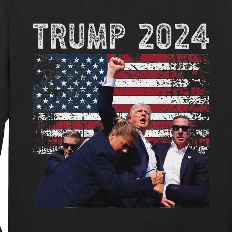 Trump 2024 Us Flag Election Rally Design Tall Long Sleeve T-Shirt