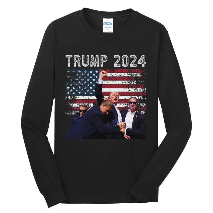 Trump 2024 Us Flag Election Rally Design Tall Long Sleeve T-Shirt