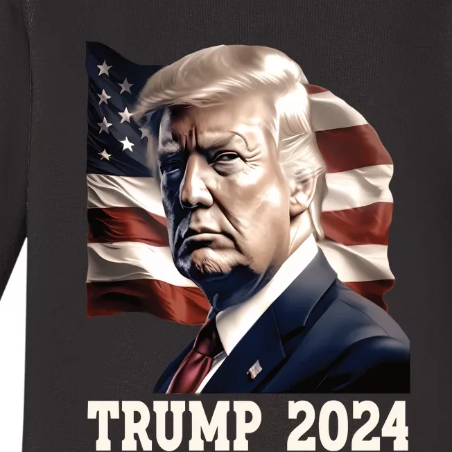 American President Donald Trump 2024 Election Baby Long Sleeve Bodysuit