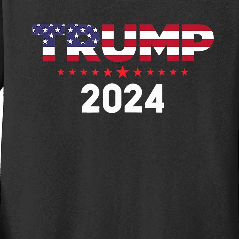 Trump 2024 | Us Flag Kids Long Sleeve Shirt