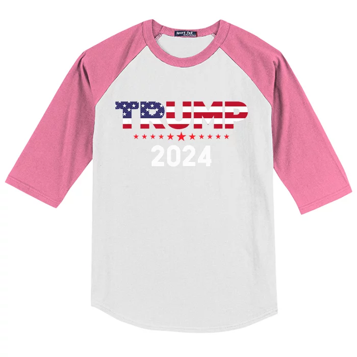 Trump 2024 | Us Flag Kids Colorblock Raglan Jersey