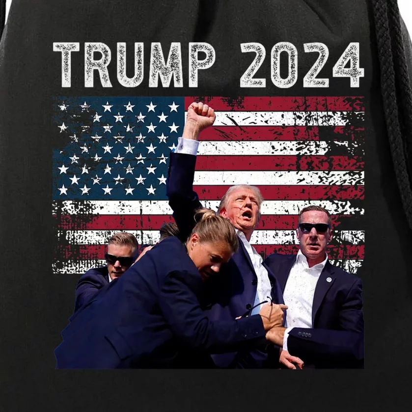 Trump 2024 Us Flag Donald Trump Election Rally Shooting 2024 Drawstring Bag