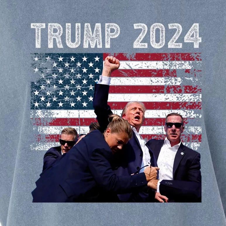 Trump 2024 Us Flag Donald Trump Election Rally Shooting 2024 Garment-Dyed Women's Muscle Tee