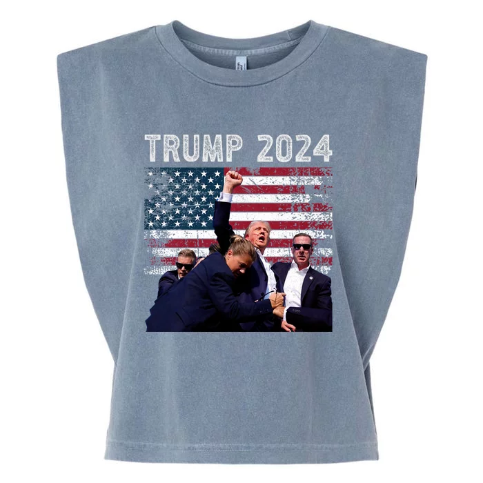 Trump 2024 Us Flag Donald Trump Election Rally Shooting 2024 Garment-Dyed Women's Muscle Tee