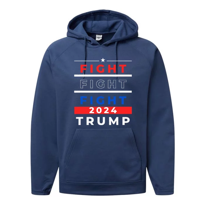 Trump 2024 Us President Will Not Stop Fight For America Performance Fleece Hoodie