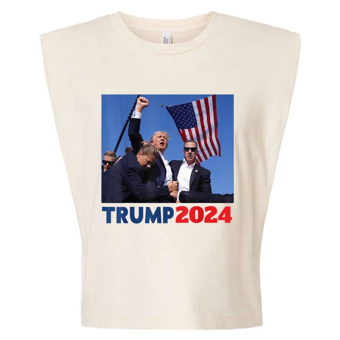 Trump 2024 Us Flag Donald Trump Election Rally Shooting 2024 Garment-Dyed Women's Muscle Tee