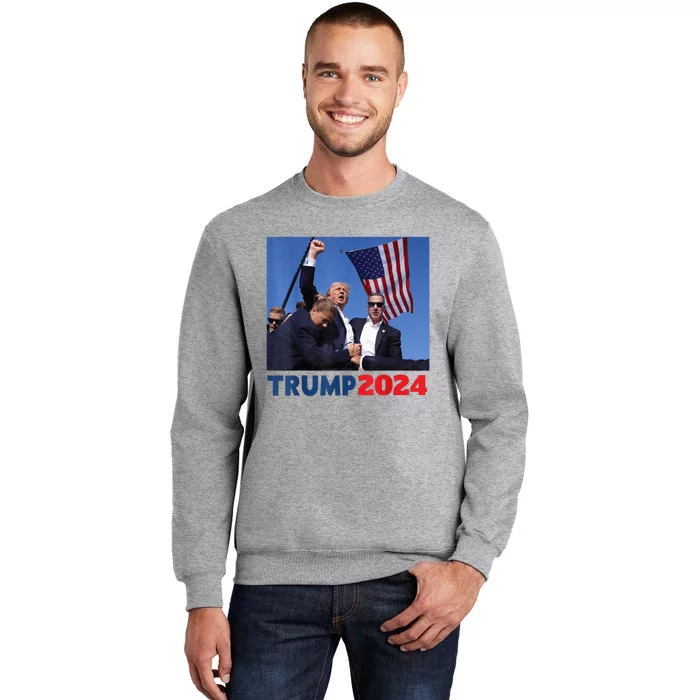 Trump 2024 Us Flag Donald Trump Election Rally Shooting 2024 Tall Sweatshirt