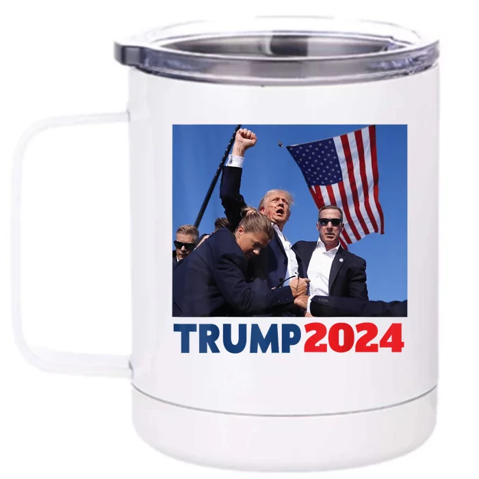 Trump 2024 Us Flag Donald Trump Election Rally Shooting 2024 Front & Back 12oz Stainless Steel Tumbler Cup