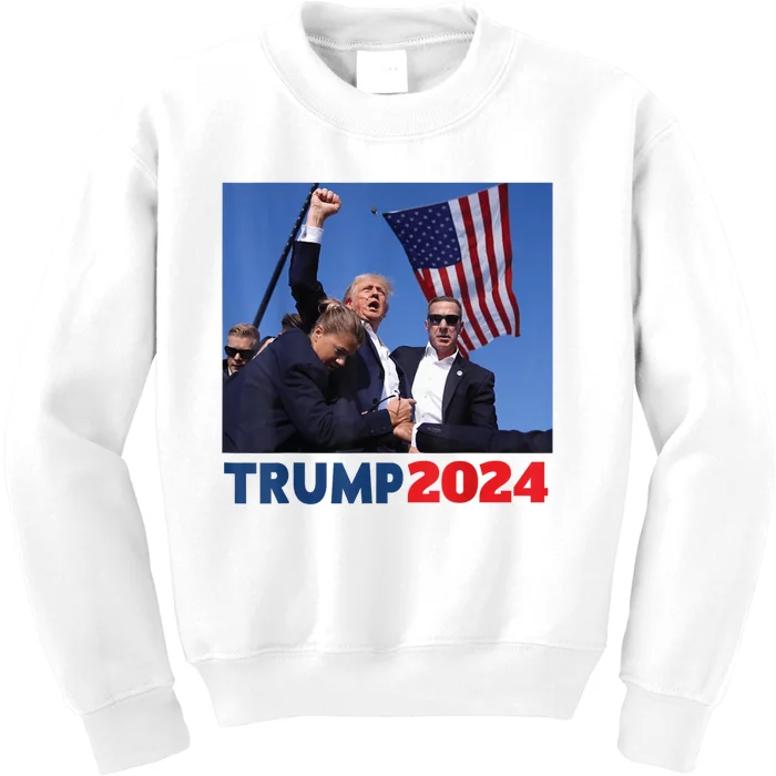 Trump 2024 Us Flag Donald Trump Election Rally Shooting 2024 Kids Sweatshirt