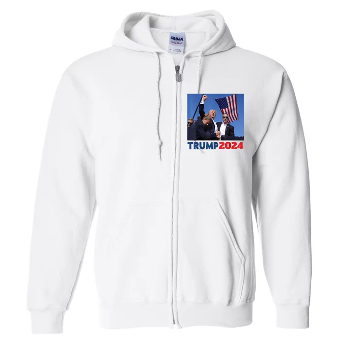 Trump 2024 Us Flag Donald Trump Election Rally Shooting 2024 Full Zip Hoodie