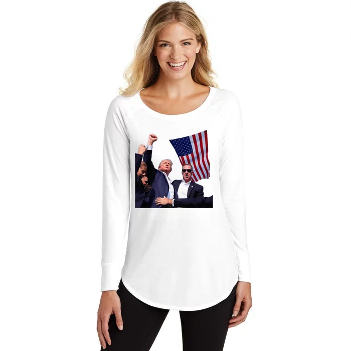 Trump 2024 Us Flag Donald Trump Election Rally Shooting 2024 Women's Perfect Tri Tunic Long Sleeve Shirt