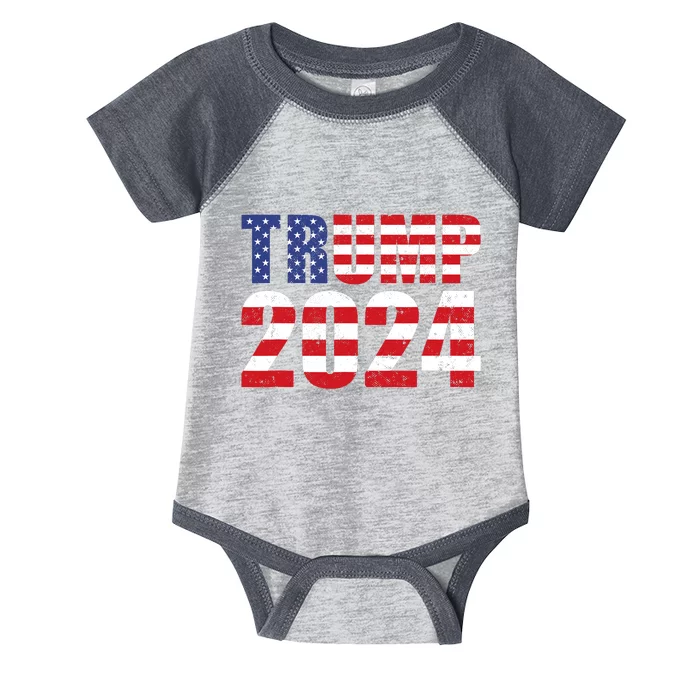 Trump 2024 USA Flag Donald Trump Elections 2024 Infant Baby Jersey Bodysuit