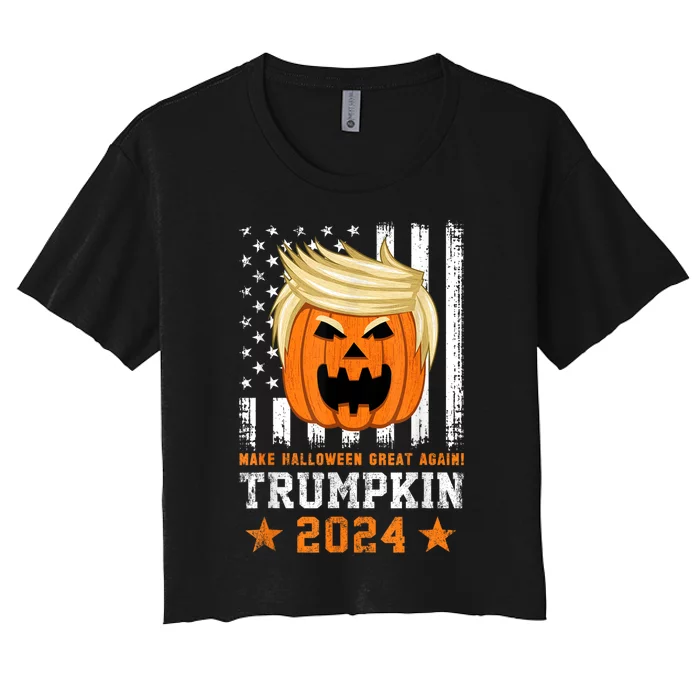 Trumpkin 2024 Usa Make Halloween Great Again Funny Trump Women's Crop Top Tee