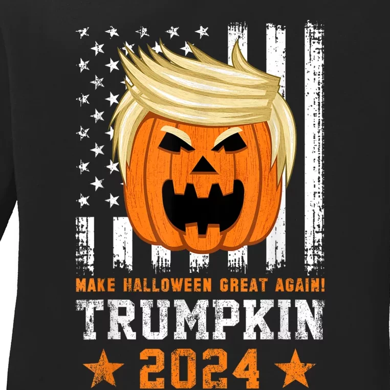 Trumpkin 2024 Usa Make Halloween Great Again Funny Trump Ladies Long Sleeve Shirt