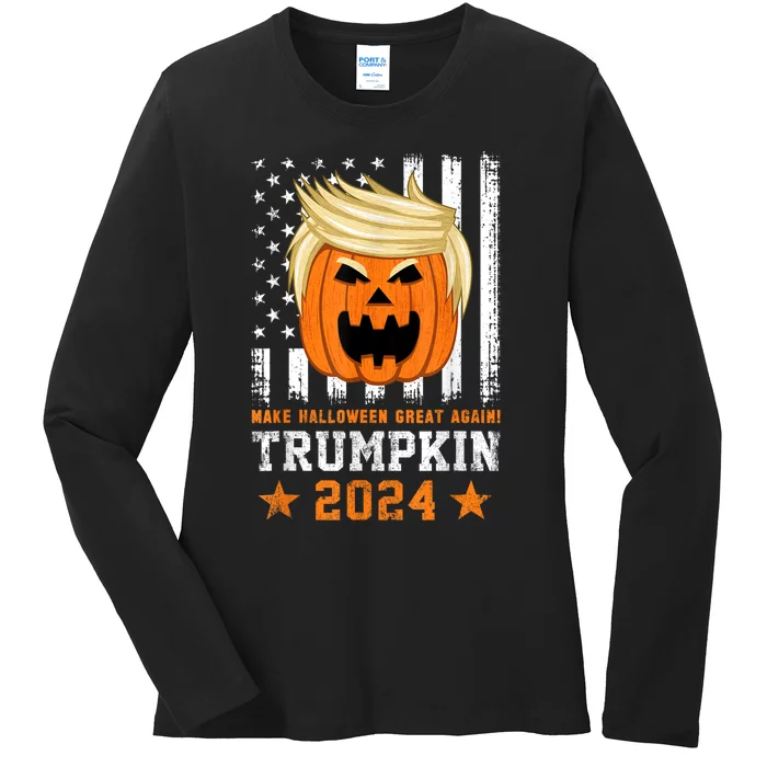 Trumpkin 2024 Usa Make Halloween Great Again Funny Trump Ladies Long Sleeve Shirt