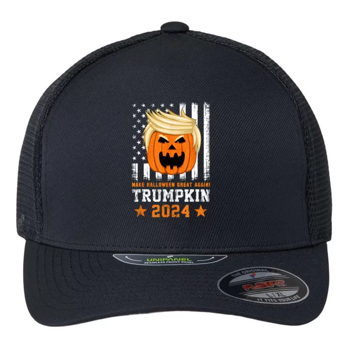 Trumpkin 2024 Usa Make Halloween Great Again Funny Trump Flexfit Unipanel Trucker Cap