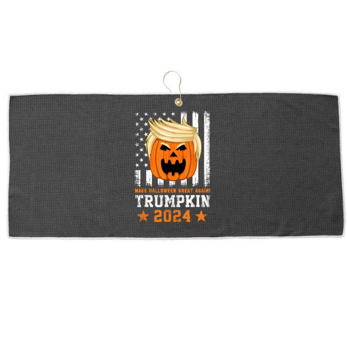 Trumpkin 2024 Usa Make Halloween Great Again Funny Trump Large Microfiber Waffle Golf Towel