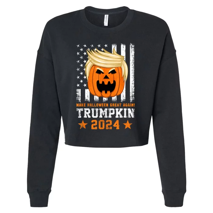 Trumpkin 2024 Usa Make Halloween Great Again Funny Trump Cropped Pullover Crew