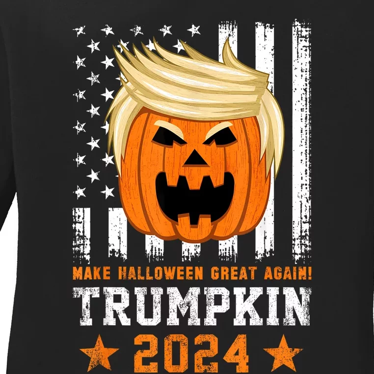 Trumpkin 2024 Usa Make Halloween Great Again Funny Trump Ladies Long Sleeve Shirt