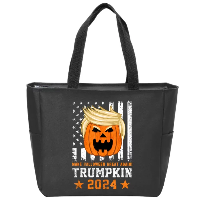 Trumpkin 2024 Usa Make Halloween Great Again Funny Trump Zip Tote Bag