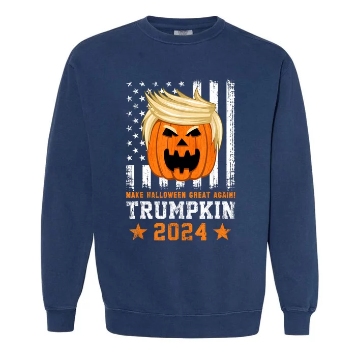 Trumpkin 2024 Usa Make Halloween Great Again Funny Trump Garment-Dyed Sweatshirt