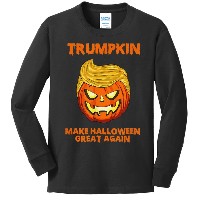 Trumpkin 2024 Usa Make Halloween Great Again Funny Kids Long Sleeve Shirt