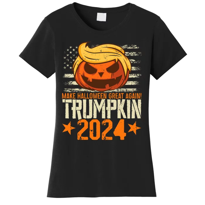 Trumpkin 2024 Usa Make Halloween Great Again Funny Trump Women's T-Shirt