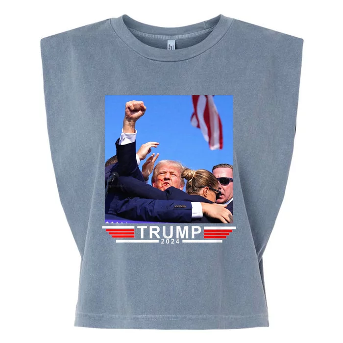 Trump 2024 Us Flag Donald Trump Election Rally Shooting 2024 Garment-Dyed Women's Muscle Tee