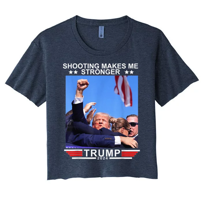 Trump 2024 Us Flag Donald Trump Election Rally Shooting 2024 Women's Crop Top Tee