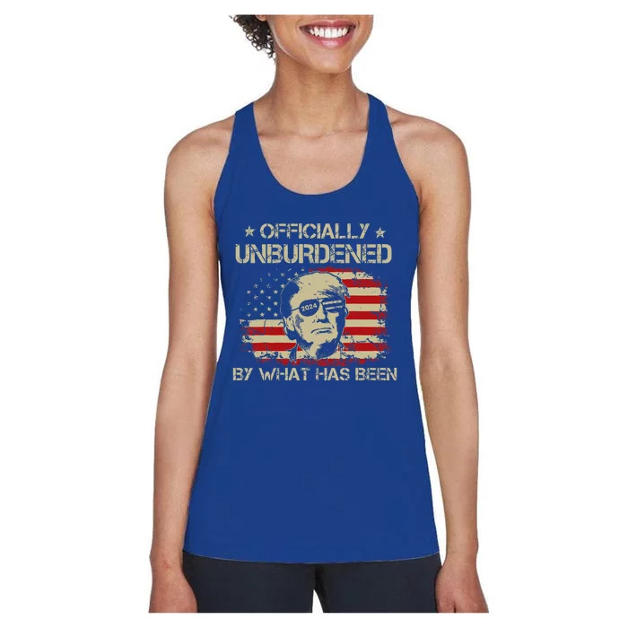 Trump 2024 Unburdened By What Has Been Trump Women's Racerback Tank