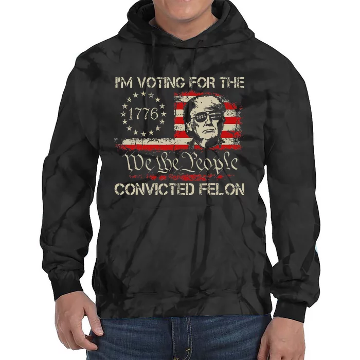 Trump 2024 Voting Convicted Felon Usa Flag Tie Dye Hoodie