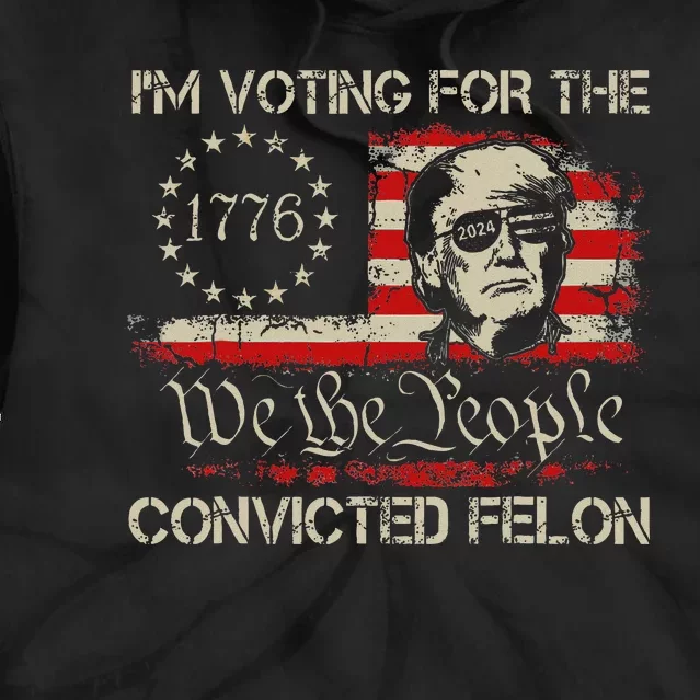 Trump 2024 Voting Convicted Felon Usa Flag Tie Dye Hoodie