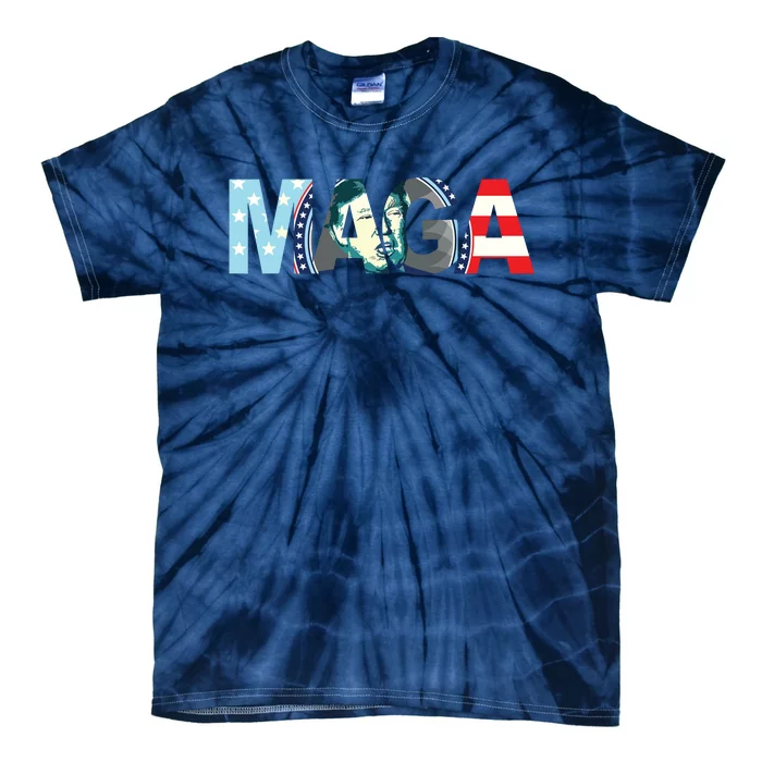 Trump 2024 Voted Maga American Flag Retro Vintage Gift Tie-Dye T-Shirt