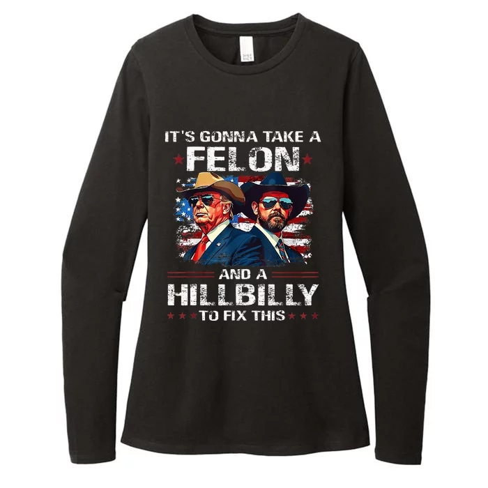 Trump 2024 Vance 2028 Funny Felon Hillbilly Fix Womens CVC Long Sleeve Shirt